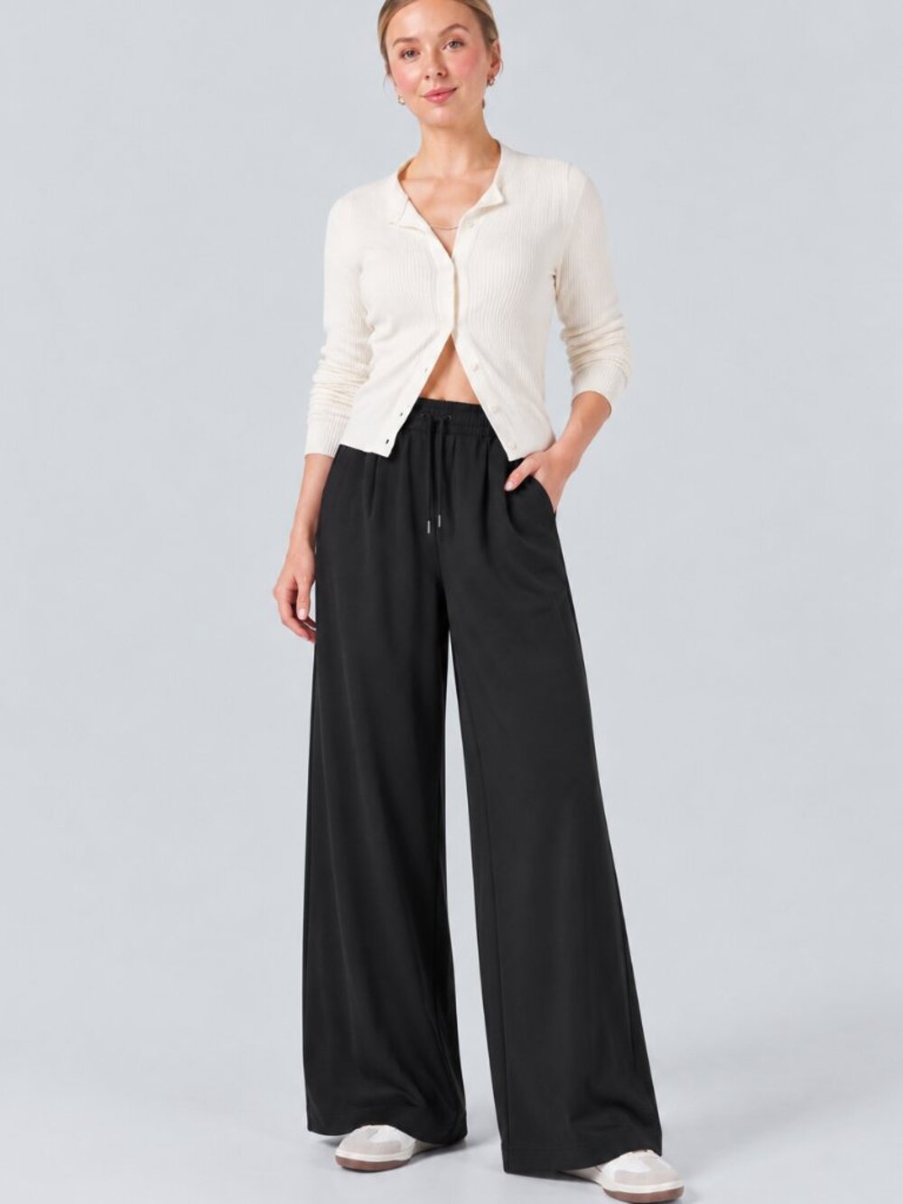 Halara High Waist Drawstring Pull On Wide Leg Casual Pants
